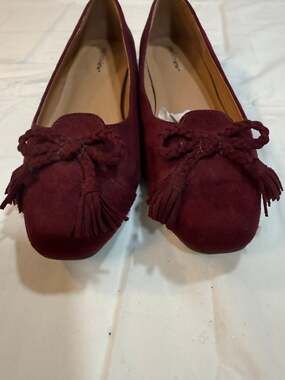 Comfortview Burgundy Tassel Bow Flats Women US 9M EUC